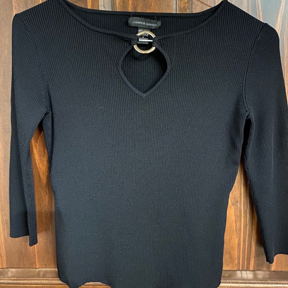 Sweater Black Peekaboo Cabie & Gauge Size Small